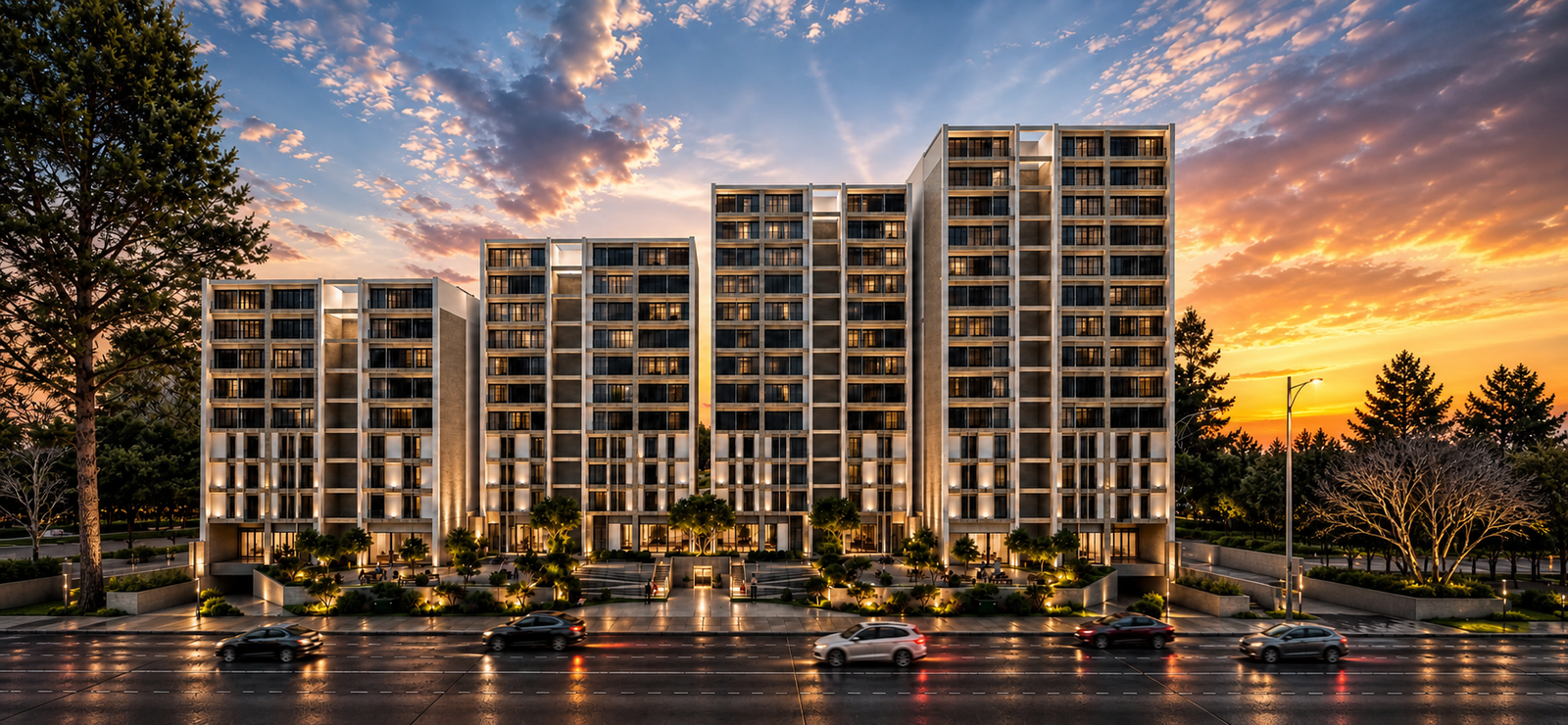 Conjunto de cuatro torres residenciales contemporáneas en Zona Real, Zapopan
